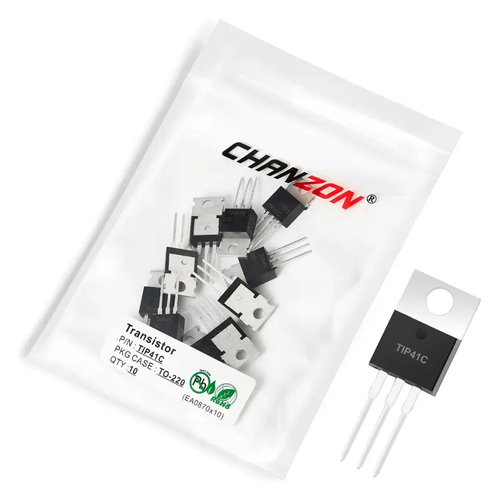 10 Pz Tip41C To-220 Npn Darlington Transistor Di Potenza Giunzione Bipolare Bjt Potenti Fet A Tubo Triodo 6A 100V Circuiti Integrati