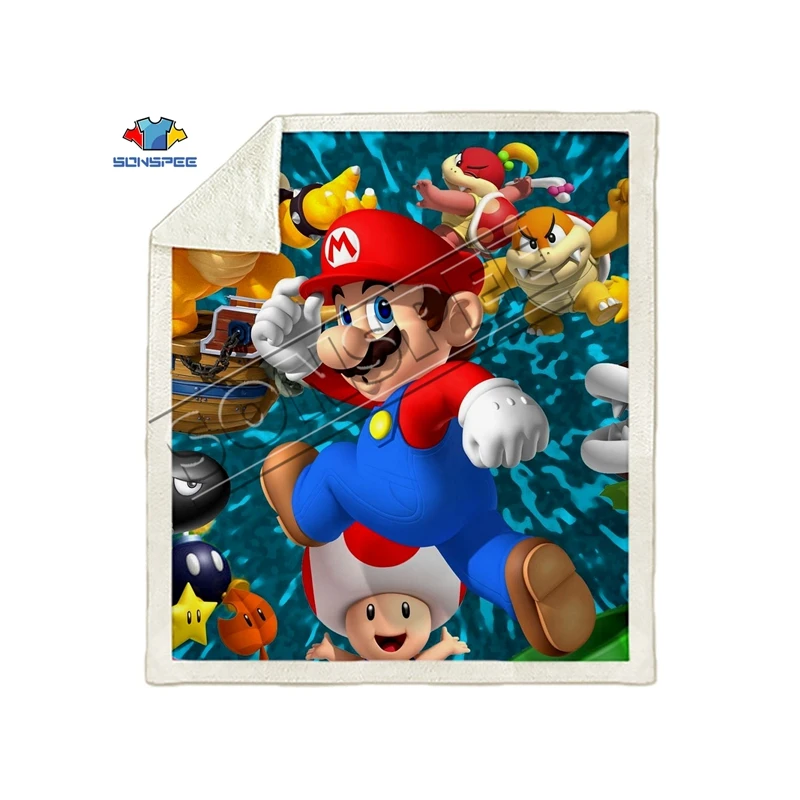 Mario Bros диван в стиле аниме, молодежное постельное белье с рисунком, набивное одеяло, покрывало для мальчиков и девочек, одеяло для путешествий, диван, одеяло Mario