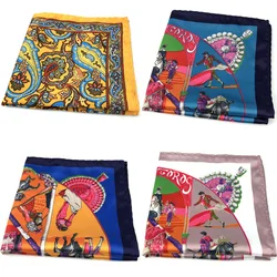 Serviette de poitrine pour hommes, costume 23x23CM, mouchoir imprimé, petit carré Hanky rétro robe coréenne britannique, carré de poche 