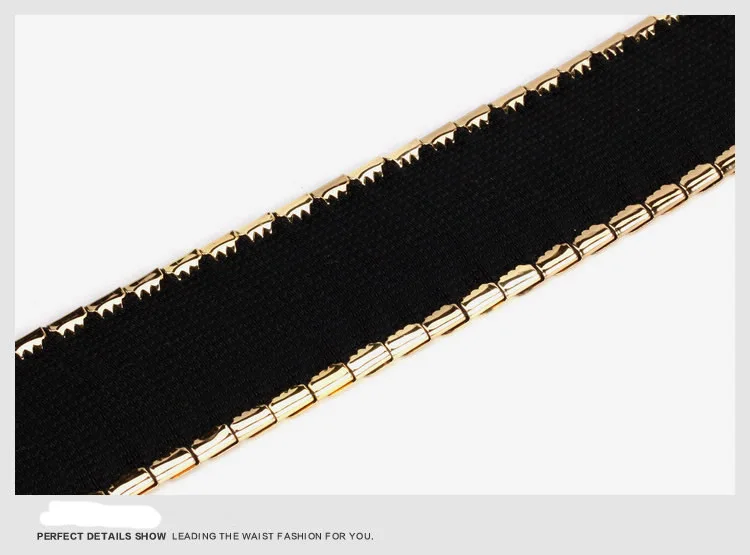 Deepeel Metal Sequin Cummerbunds Fashion Decorative Skirt Elastic Wide Belt Decorative Luxury Women's Belt Accessories YK607