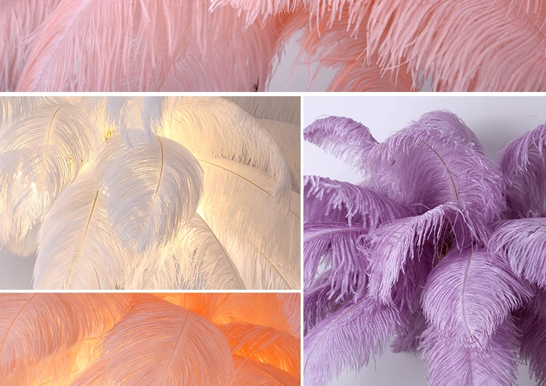 Страусиное перо фонарь пост-современная легкая гостиная, спальня комната принцессы, Европейская роскошь, теплая и романтическая прикроватная кровать L