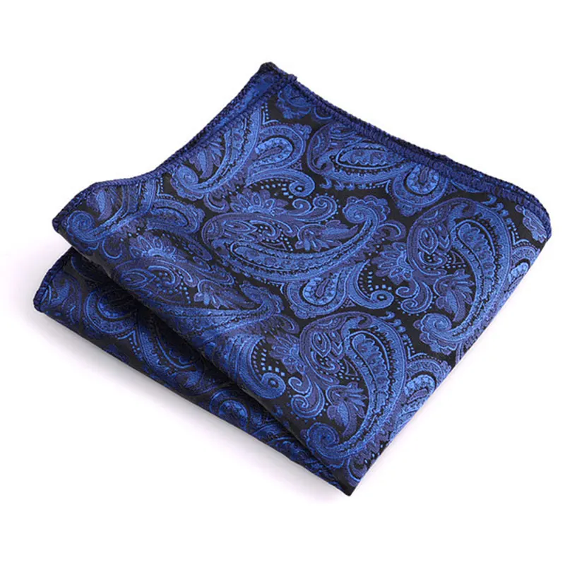 Винтажный цветочный/в полоску/в горошек платок Свадебный полиэстер с принтом мужское модное карманное квадратное полотенце костюм платок - Цвет: Синий