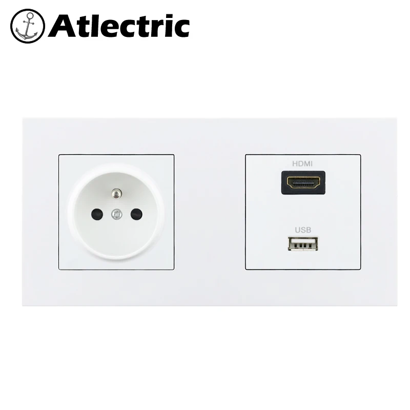 Atlectric FR стандартная настенная розетка HDMI HD usb ТВ порт пласти ковая панель