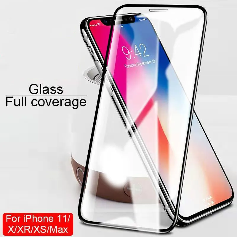 Полное покрытие, Защитное стекло для iPhone X XS 6 6S 7 8 plus, Защитное стекло для экрана для iPhone 11 Pro MAX XR X, защита экрана