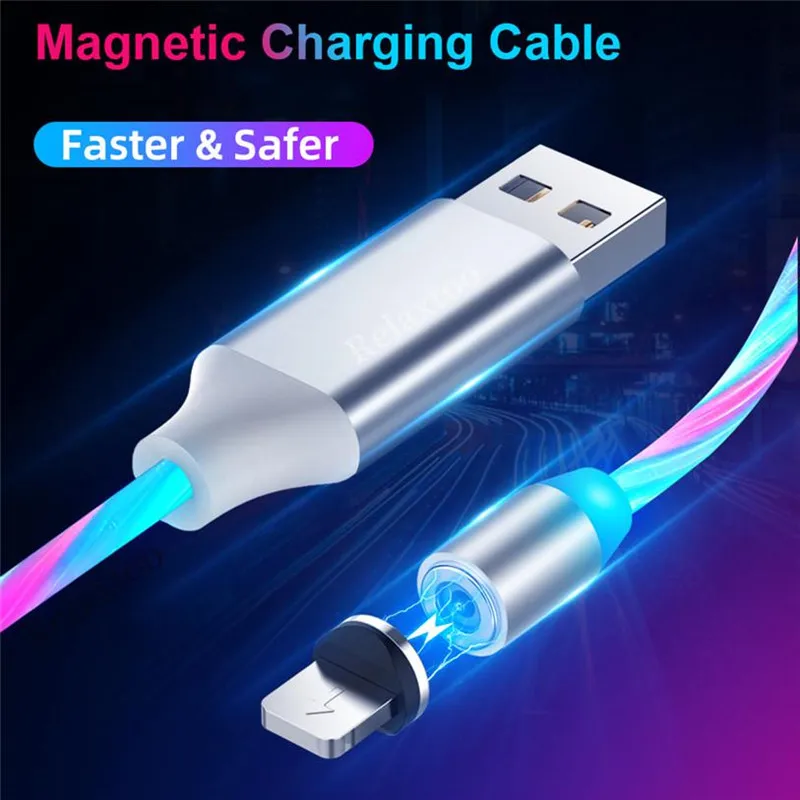 Новый светящийся Магнитный кабель Micro Usb Type C для зарядки провод Xiaomi Mi 9T Redmi Note 8 7 Pro