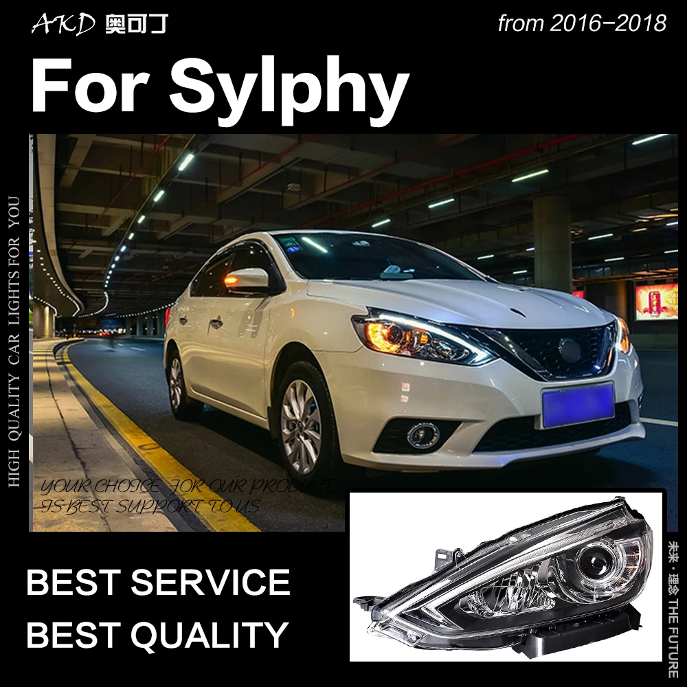 AKD автостайлинг фары для Nissan Sylphy Sentra светодиодный ные 2016 2018 DRL Hid вариант