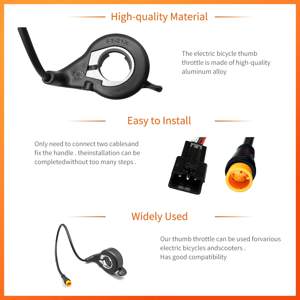 Electric Bicycle and Scooter Universal Finger Thumb Throttle with Waterproof SM Plug