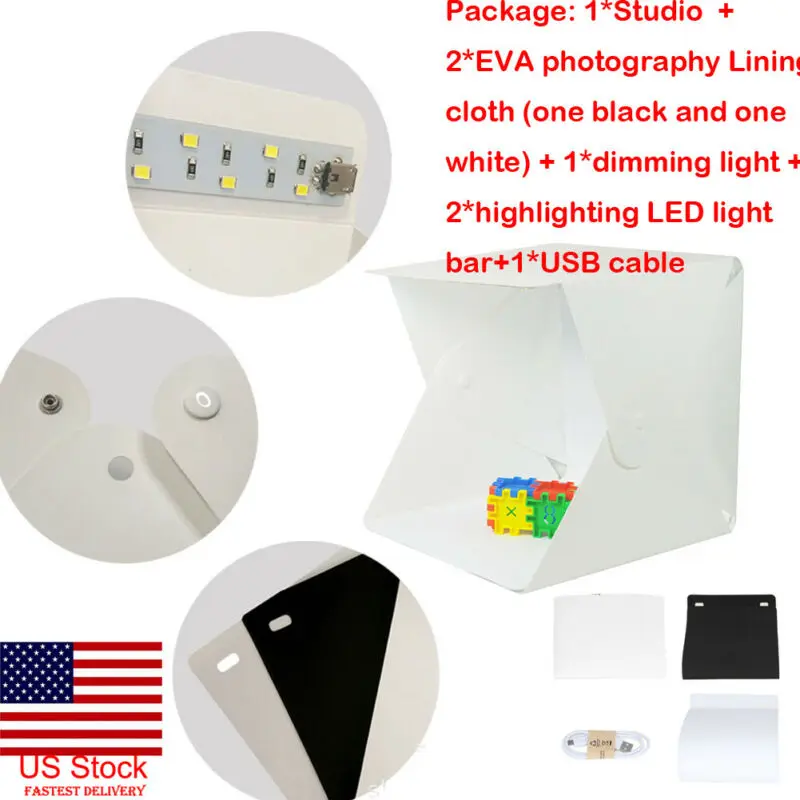 

Photo Studio Portable Light Room Photography Lighting Kit LED Mini Box Backdrop