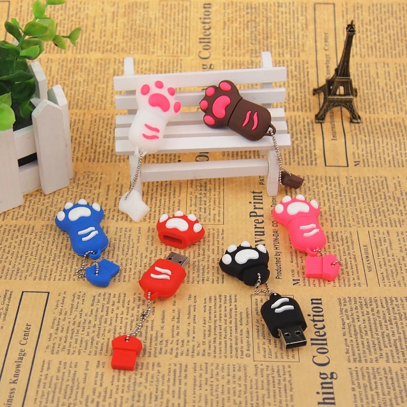 100% реальный объем Usb 2 0 Милая кошка на лодыжке USB флэш накопитель 64 ГБ 6 стилей