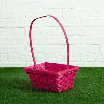

Wicker basket, bamboo, pink, rectangular