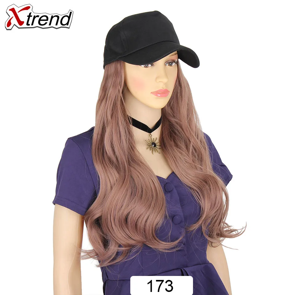 Xtrend Baseball Hat With Wavy Hair Extensions cap with hair for sassy sporty girl Long Synthetic extension - Цвет: 173