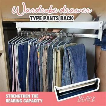 

Extendable Closet Hanger Pull-Out Closet Valet Rod Adjustable Wardrobe Clothing Rail Top Mount Wardrobe rack Heavy Duty