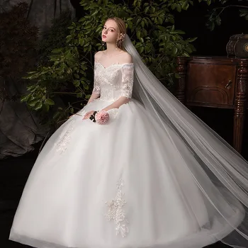 

Light Wedding Dress 2020 New Plus Size Lace Embroidery Bride Dress for Woman Dream Formal Wedding Dress