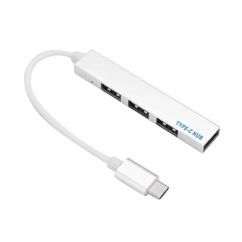 Серебристый VODOOL Многофункциональный usb-хаб type C концентратор USB-C-4 порта USB 2,0 сплиттер конвертер OTG функциональный Кабель-адаптер для Windows Mac OS - Цвет: Серебристый