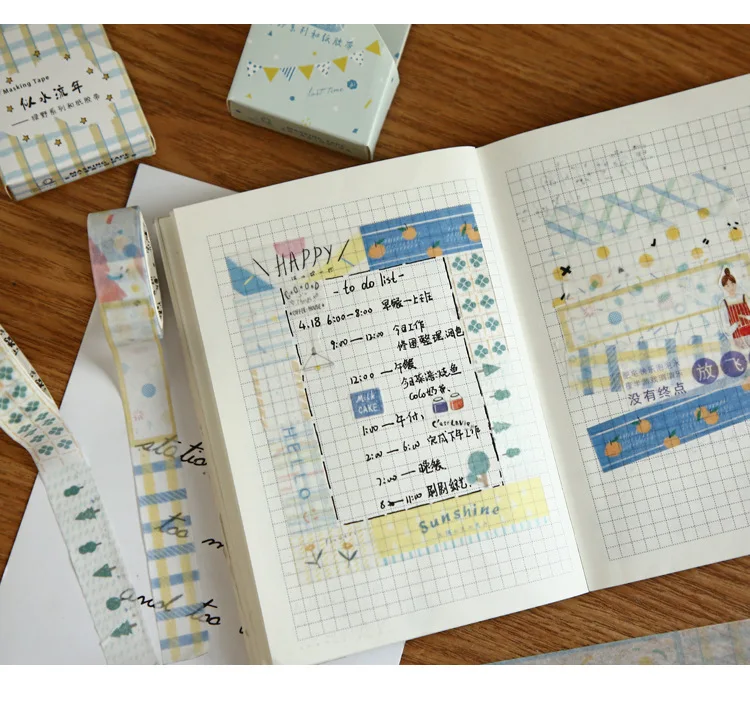 1,5 см Bullet Journal Цветочные листья улыбающаяся васи лента клейкая лента DIY Скрапбукинг наклейка этикетка ремесло маскирующая лента