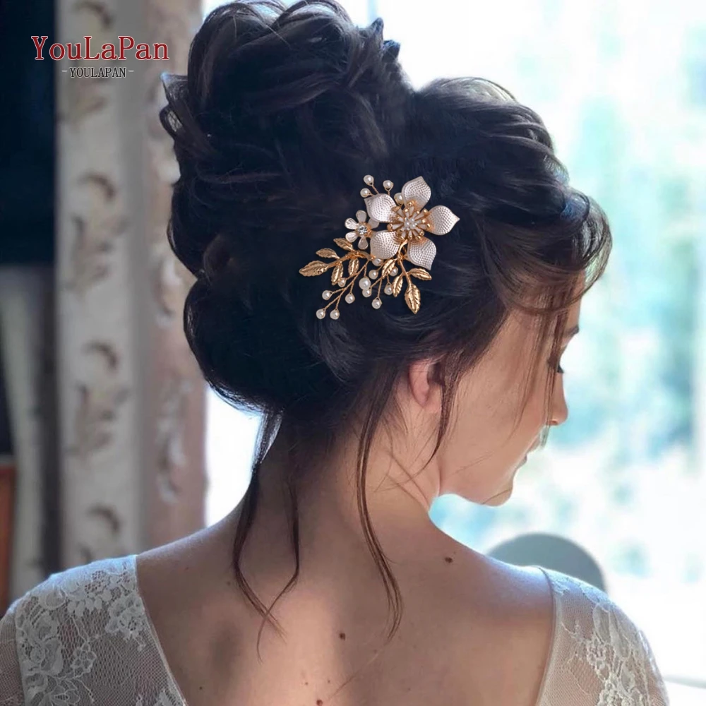 YouLaPan HP359 Crystal Bride Wedding Hair Comb Hair Accessories Alloy Flower Bridal Comb for Women Girls Clips Headdresses