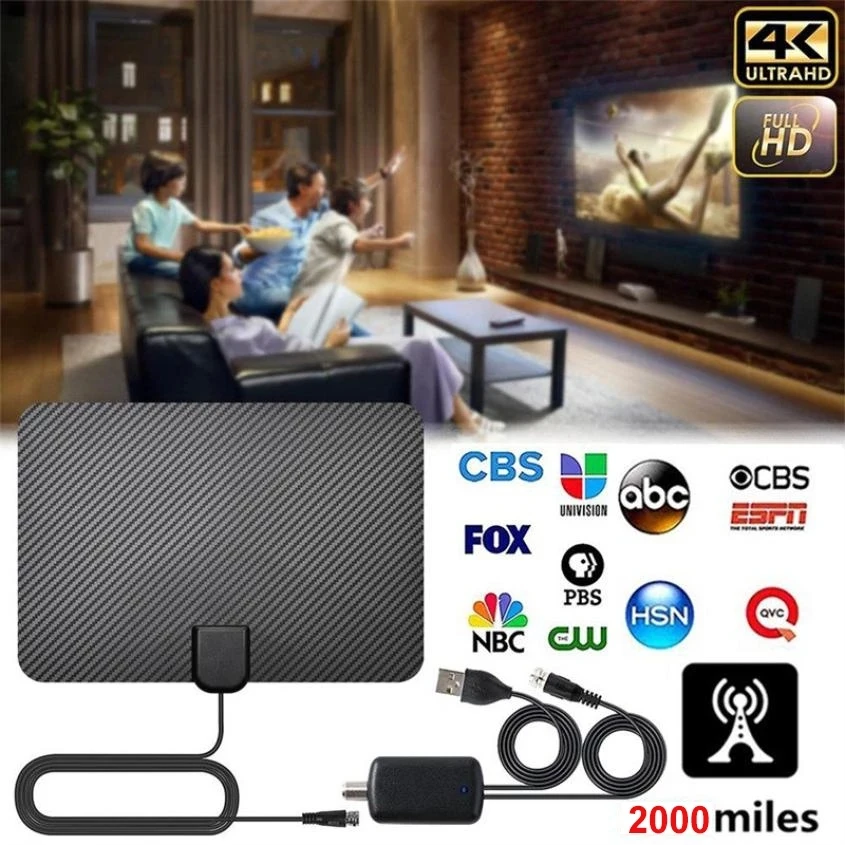 Hot selling HD TV Antenna Digital Antena Tv Receiver Indoor 2000 Miles 35db with Amplifier Radius Aerial Clear Fox Sat