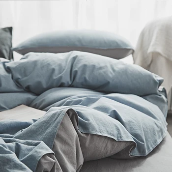 

Cotton Simple Comforter Bedding Sets Home Textile 4pcs Bedding Sets Embroidered Duvet Cover Japanese Home Decor Bedding FF80S