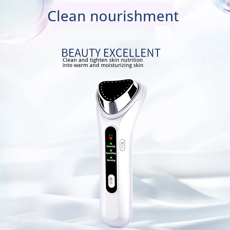Hot Compress Ion Beauty Vibration Massager For Face Pore Cleansing Whitening Ultrasonic Facial Clea