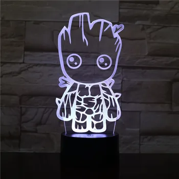 

2019 Best Selling Atmosphere 3D Lamp Marvel Movie Guardians of The Galaxy Groot Best Present for Teenager Led Night Light Lamp