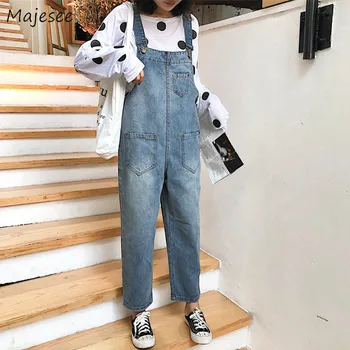 

Jumpsuit for Women Denim Pocket High Waist BF Korean Fashion Womens Jumpsuits Simple All Match Comfortable Females Harajuku Chic