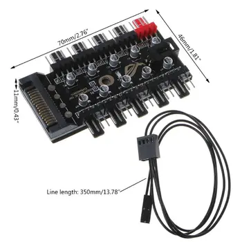 

PWM Fan 10 Hub Sata Molex Cooler Cooling Fan Splitter Cable Fan Speed Controller K1AB