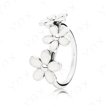 

YDX authentic 925 sterling silver ring white daisy flower women's ring wedding wedding gift jewelry