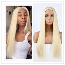 SuQ Women's Long Straight Wig Hair Synthetic Natural Cosplay Party Blonde Heat Resistant Daily Fashion Wigs