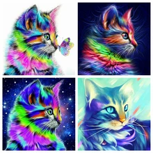 

HUACAN Full Square/Round Diamond Painting Cat Needlework 5D DIY Diamond Embroidery Cross Stitch Animal Mosaic Picture Home Decor