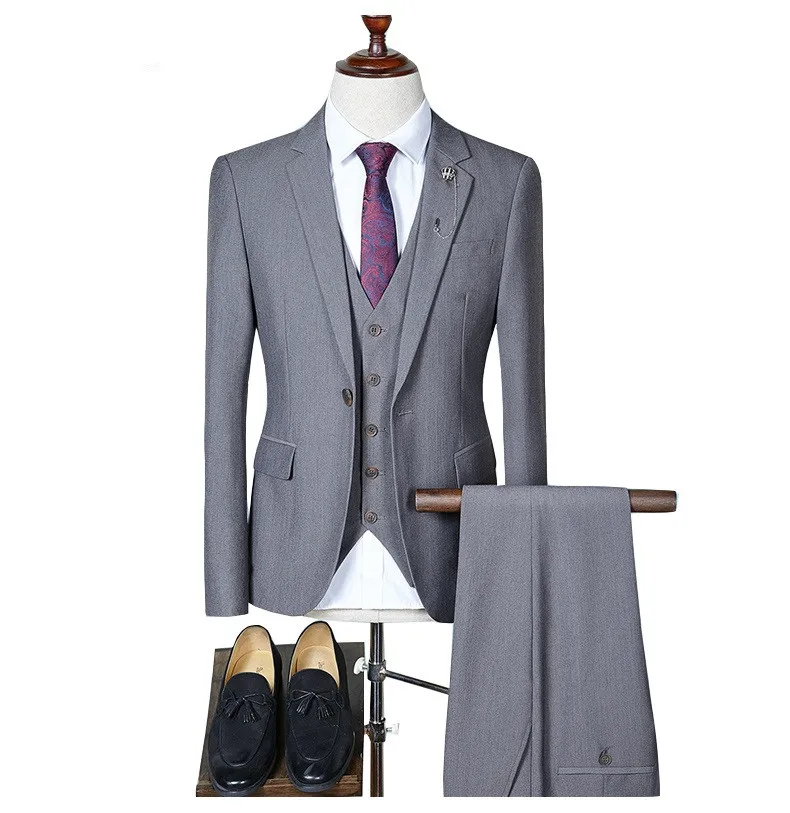 Slim Fit Мужские свадебные костюмы мужские формальные костюмы весна осень 3 шт костюм(куртка+ жилет+ брюки