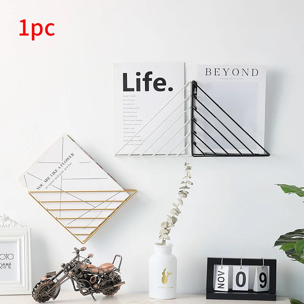 

New Iron Structure Magazine Storage Rack Simple Wall Mounted Book Shelf Wall Organizer Space Saving Home Office Decoration