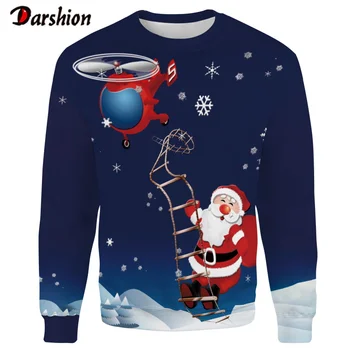 

3D Printed Long sleeve Men's O-Neck Casual Printed Santa Claus Christmas Trees Elk Fashion High Quality Pullover Men Clothes Top