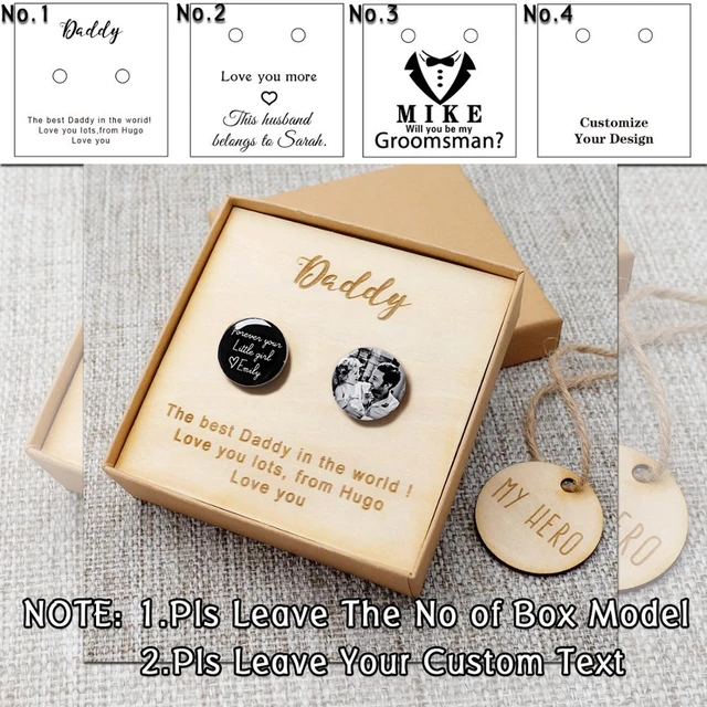 Personalized Handmade Cufflinks Photo Cufflinks Set Fathers Day Gift Mens Cufflinks Shirt Cufflinks Engagement Gift 1 Set Cufflinks