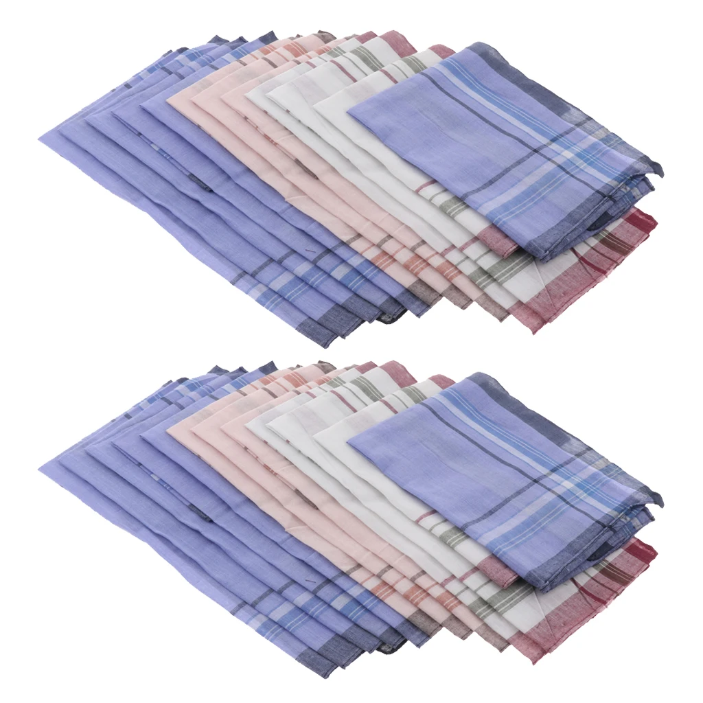 24x Men Women Soft Handkerchiefs Plaid Hankies Square Kerchief 24x Men Women Soft Handkerchiefs Plaid Hankies Square Kerchief