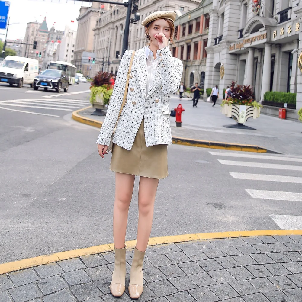

Photo Shoot Fashionable Graceful Tweed Coat 2020 Spring New Style WOMEN'S Dress Retro CHIC-Style Plaid Small Suit