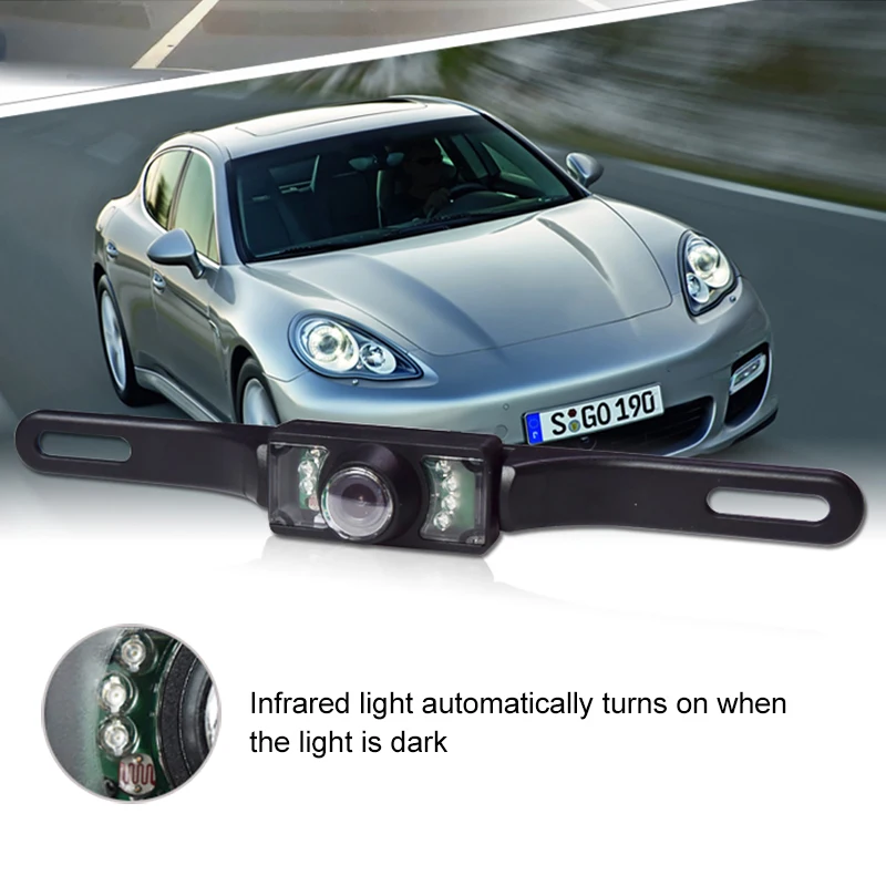 

Car reversing camera HD wide angle vehicle license plate frame 4 Led Lamps Reverse Camera Night Vision HD Car Rear View Camera