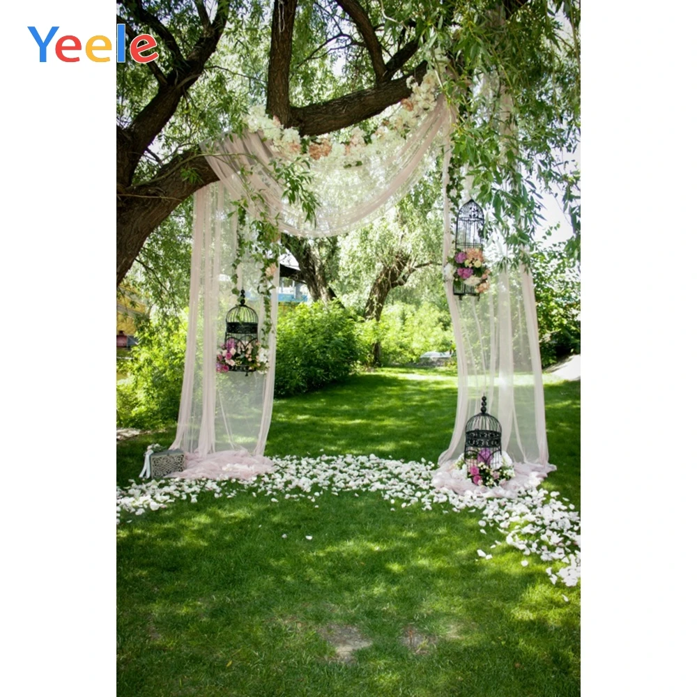 

Yeele Wedding Photocall Curtain Trees Grassland Decor Photography Backgrounds Customized Photographic Backdrops for Photo Studio