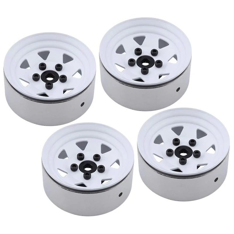 

4PCS RC Crawler 1:10 White Metal Wheel Rim 1.9 Inch BEADLOCK for 1/10 Axial SCX10 D90 D110 Traxxas TRX-4