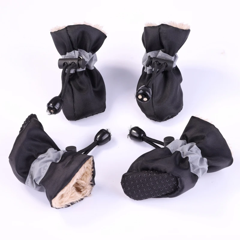 4pcs Winter Pet Dog Waterproof Shoes Anti slip Rain Snow Boots Footwear Thick Warm For Small