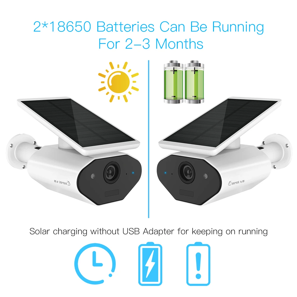 Tuya Smart Camera Outdoor Solar Camera HD 1080P Network Two-way Audio IP65 Wiring Free Work with Google Assistant