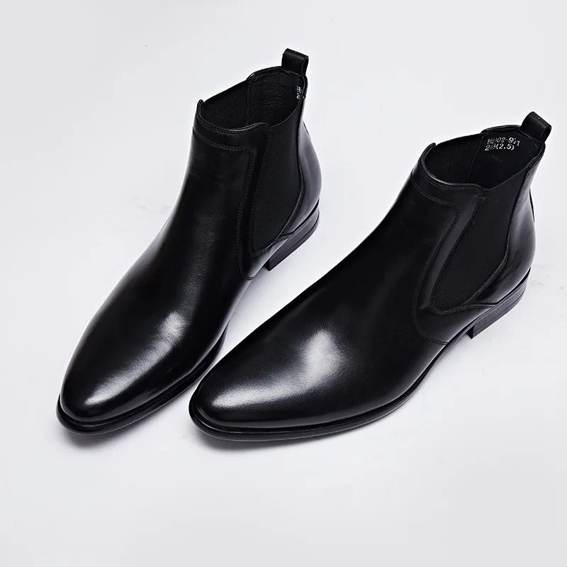 

Boots Men Bang Leather Boots Bota Masculina the Pointed-Toe Work Bota Masculina Style Genuine Leather Wedding Shoes 44