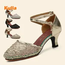 Salsa Shoes Woman Latin Dance Shoes Tango Cut-out Ladies Heeled Rubber Sole Girls Wedding Ballroom Dancing Shoe Latino Mujer