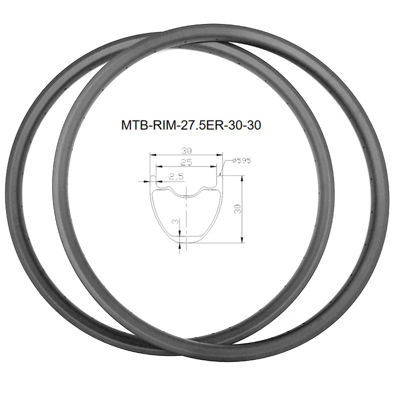 Графеновый углеродный mtb велосипедный ободки дисков 27.5er XC 360g 30x30 мм бескамерный