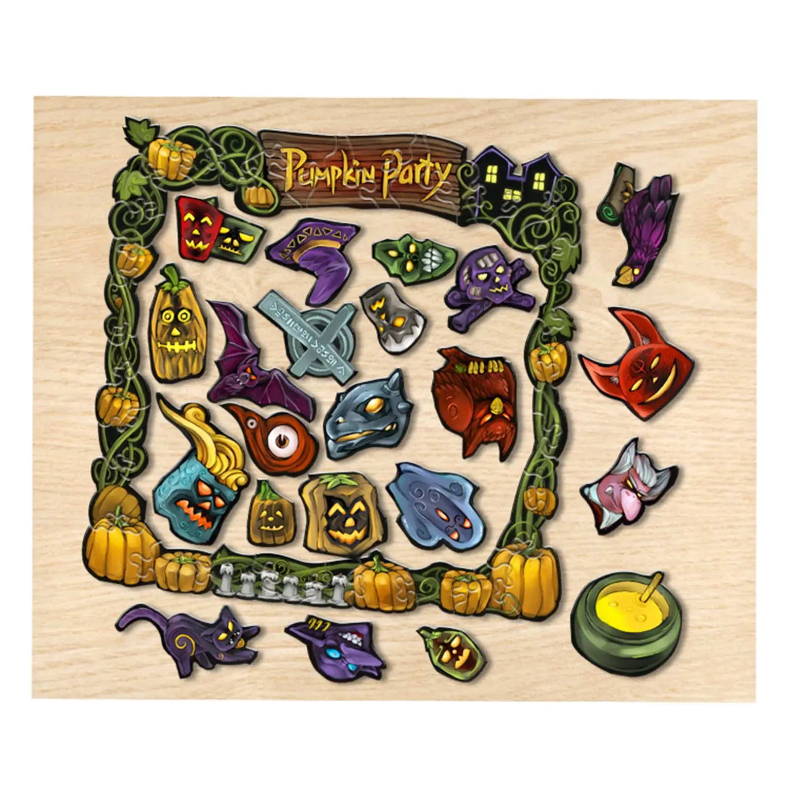 

57Pcs/set Wooden Jigsaw Puzzle Irregular Unique Shape Colorful Learning Puzzle Best Gift For Over 10 - Halloween