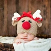 Christmas Baby Hat Adorable Reindeer Hand Crochet Beanie Newborn Boy Girl Knitting Hats Photo Props Knitted Bonnet Xmas Santa ► Photo 2/6