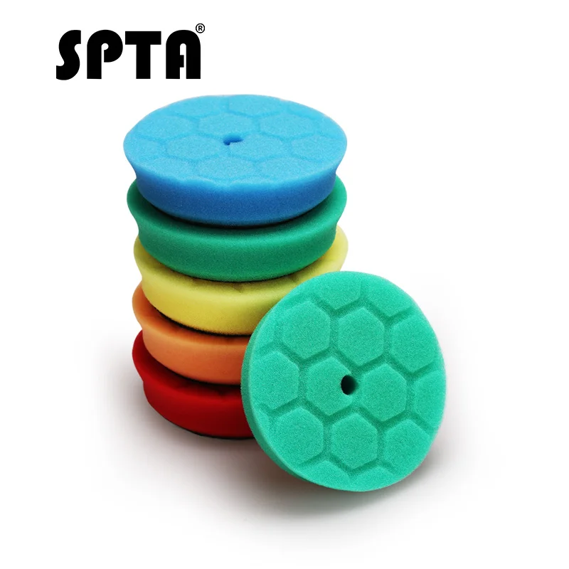 

SPTA 3 Inch Bevel Edge Polishing Pad Hex-logic T-shape Buffing Waxing Sponge Remove Scratches Car Paint Burnish Pad Polish Disc