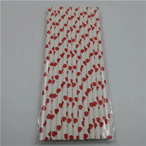 love red white 25 шт., бумажные соломинки в красную полоску, в виде звездочек, в горошек, в виде сердца, бронзового цвета для детей, для дня рождения, свадьбы, вечеринок, креативные питьевые соломы с нашивками - Цвет: love red white