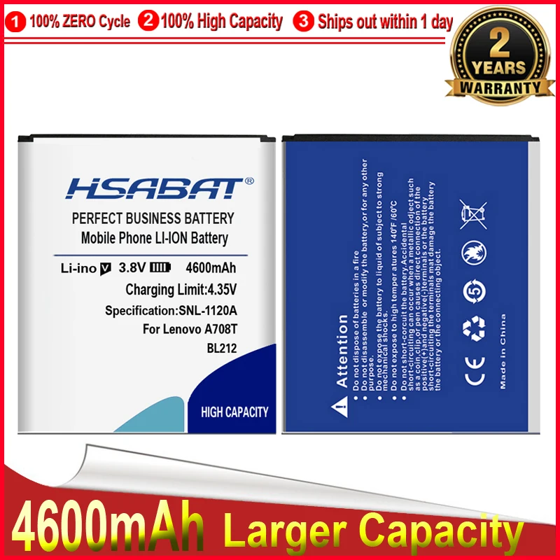 Аккумулятор HSABAT BL212 4600 мАч для Lenovo S8 A708T A628T A620T A780E A688T S898t + и т. д. | Мобильные