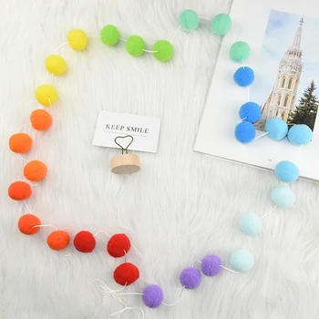 

2.5M Multicolor Plush Ball Pom Pom Garland Wool Felt Ball Banner for Home Wall Kids Room Hanging Decoration Baby Shower Supplies