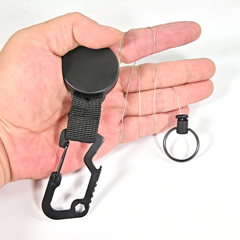 Retractable Keychain Key Ring ID Badge Holder Metal with Steel Wire Multitool Carabiner Clip Name Tag Card Holders Stationery